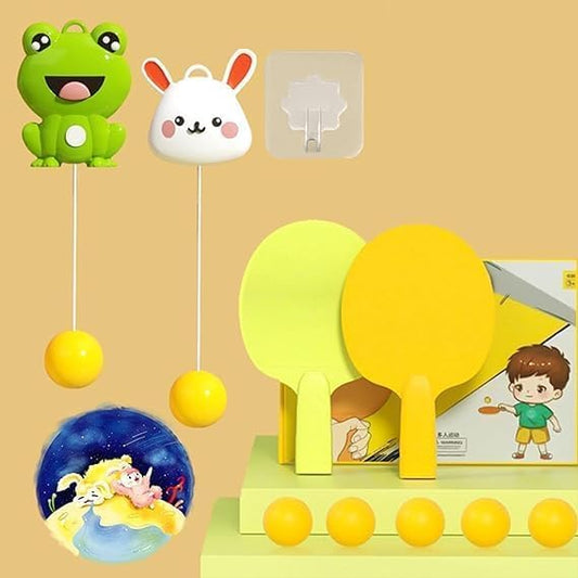 Indoor Hanging Table Tennis Trainer for Kids - Door Mounted Ping Pong Set with 2 Rackets & 6 Balls
