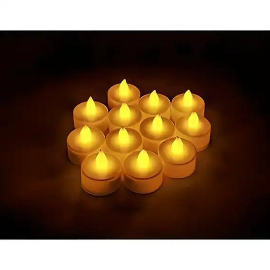 LED Tea Light Candles (Pack of 12) - Flameless Flickering Diya for Diwali, Home Decor & Festive Decoration