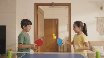 Indoor Hanging Table Tennis Trainer for Kids - Door Mounted Ping Pong Set with 2 Rackets & 6 Balls